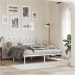 vidaXL Modern Rectangular Steel King Bed Frame in White