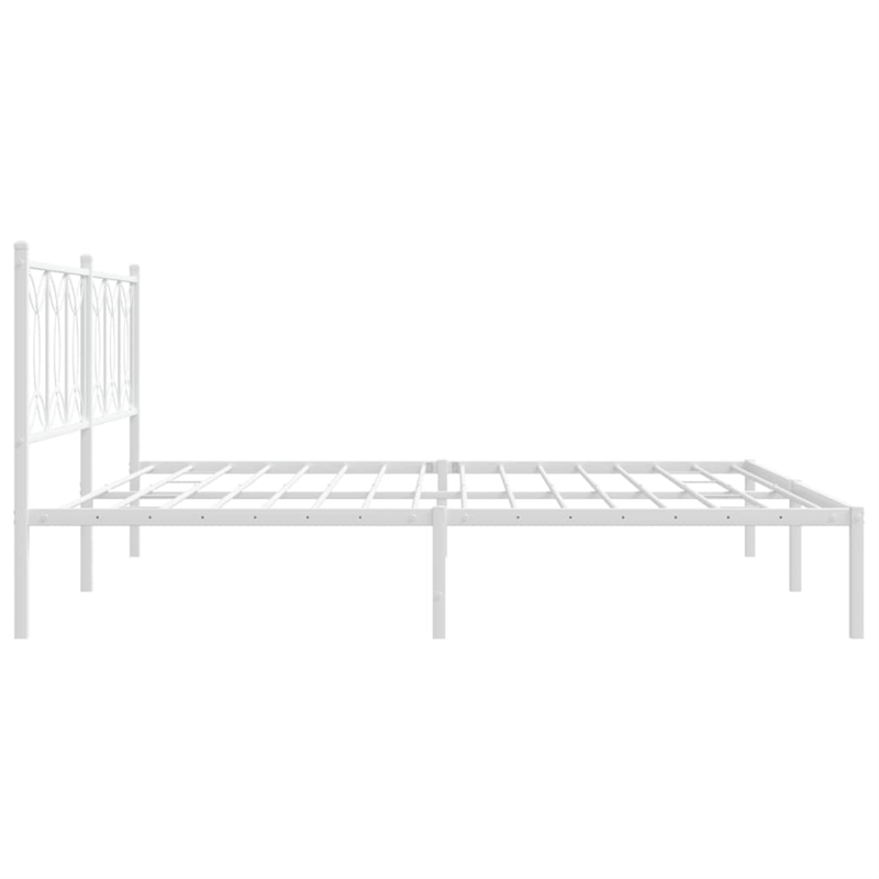 vidaXL Rectangular Powder-Coated Steel Full Bed Frame in White