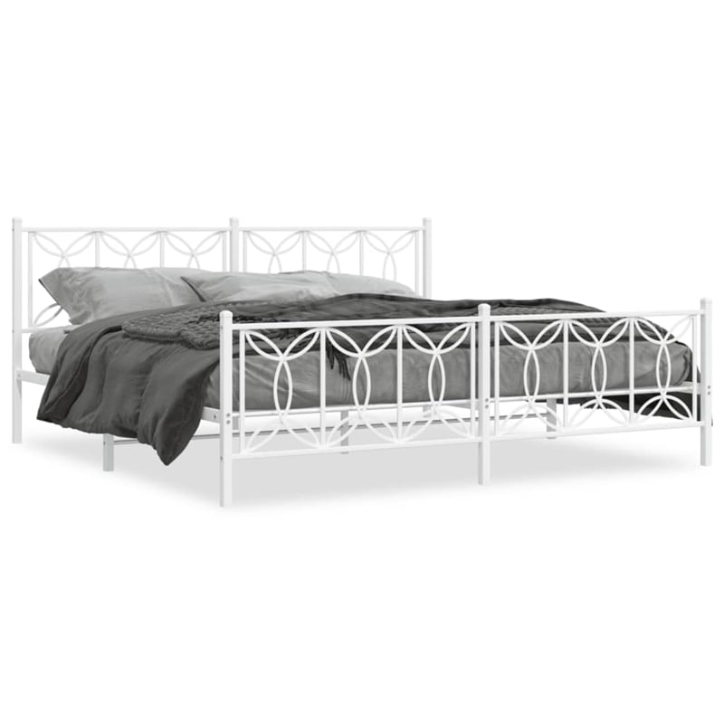 vidaXL Rectangular Modern 76 x 80 Bed Frame in White