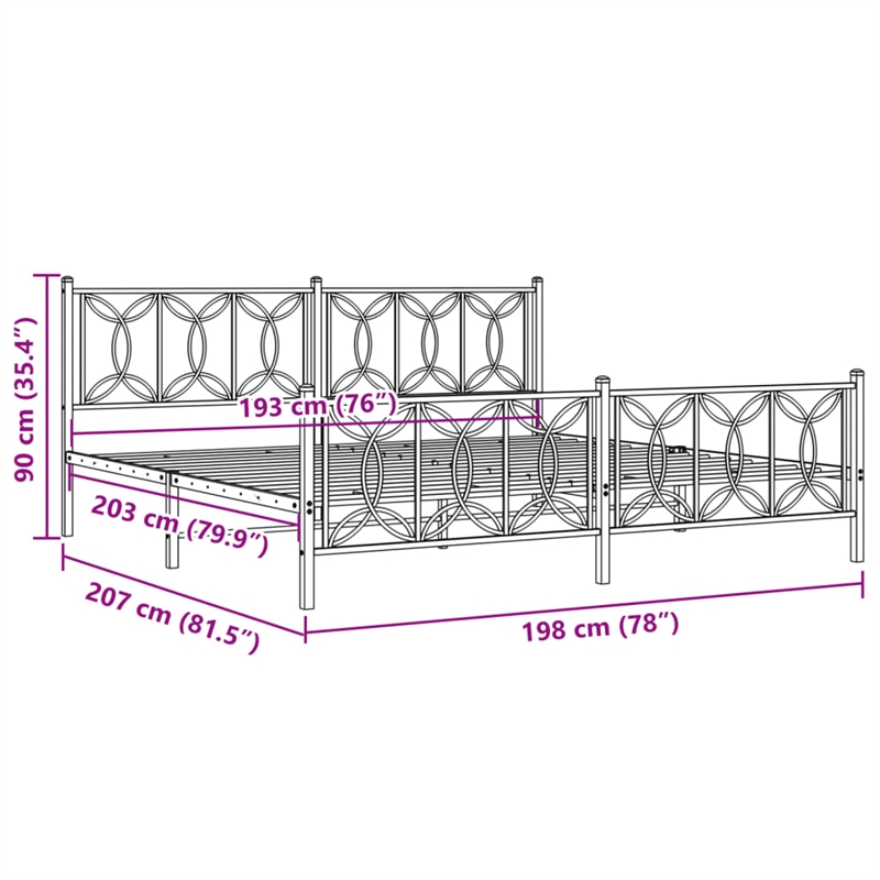 vidaXL Rectangular Modern 76 x 80 Bed Frame in White