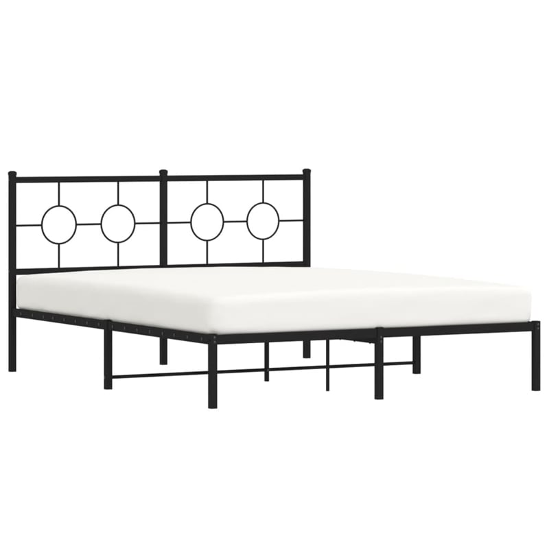vidaXL Rectangular Powder-Coated Steel King Bed Frame in Black