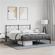 vidaXL Rectangular Powder-Coated Steel King Bed Frame in Black