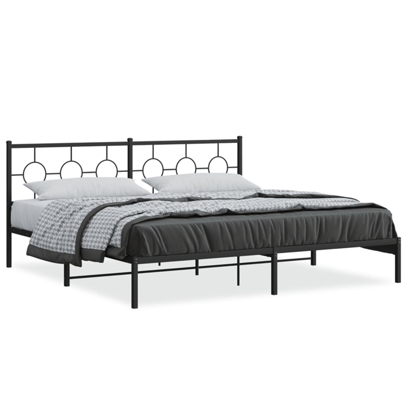 vidaXL Powder-Coated Steel King/Double Bed Frame in Black