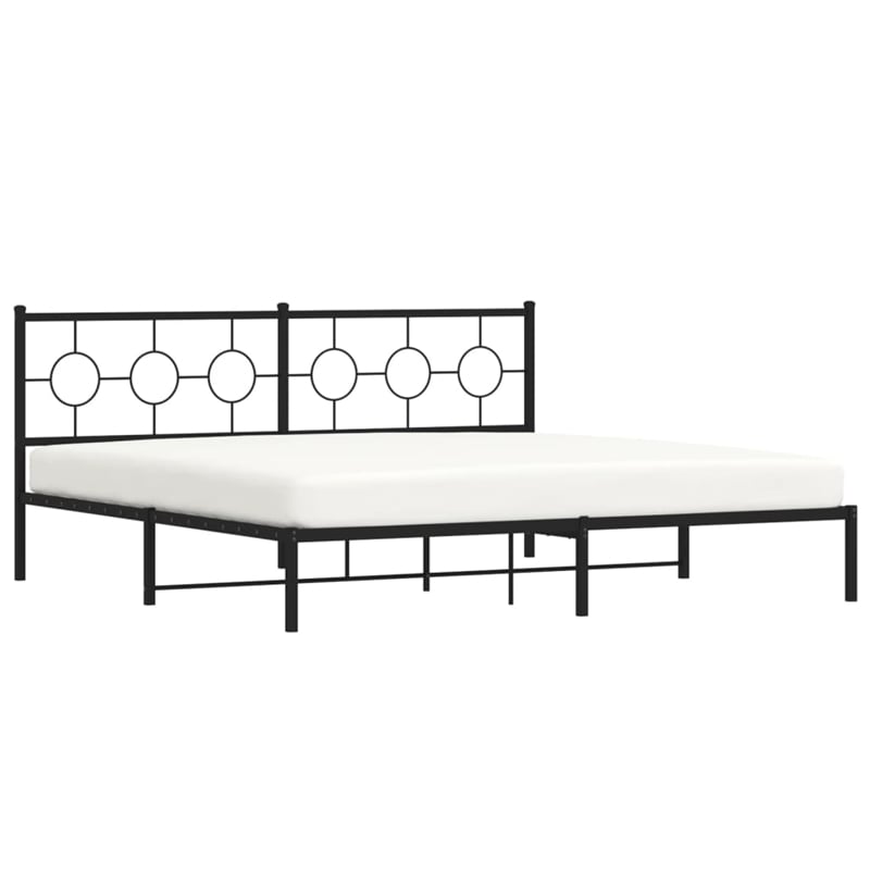 vidaXL Powder-Coated Steel King/Double Bed Frame in Black