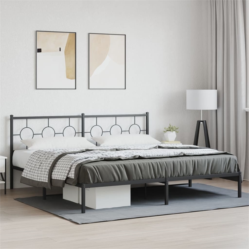 vidaXL Powder-Coated Steel King/Double Bed Frame in Black