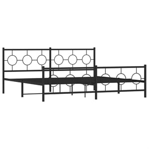 vidaXL Rectangular Powder-Coated Steel Full Bed Frame in Black