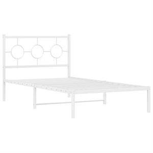 vidaXL Rectangular Steel Twin Bed Frame in White