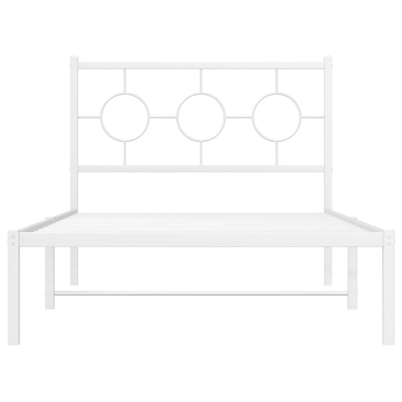 vidaXL Rectangular Steel Twin Bed Frame in White
