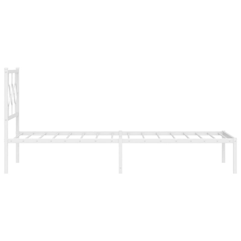 vidaXL Rectangular Steel Twin Bed Frame in White