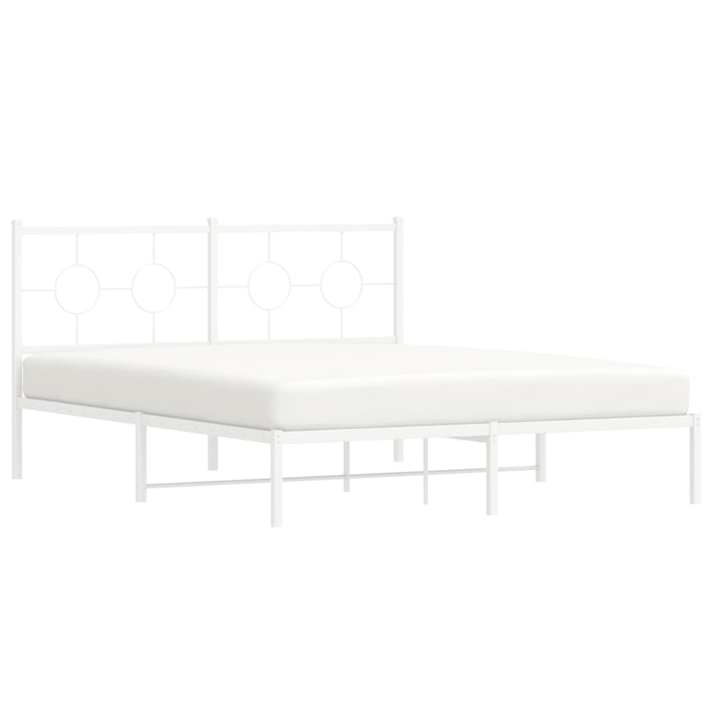 vidaXL Powder-Coated Steel King Size Bed Frame in White