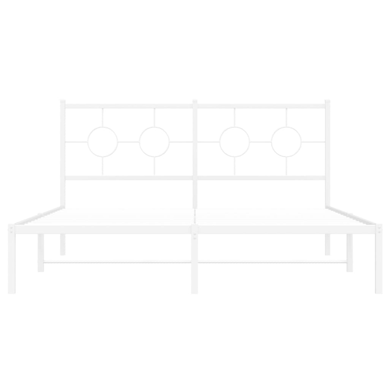 vidaXL Powder-Coated Steel King Size Bed Frame in White