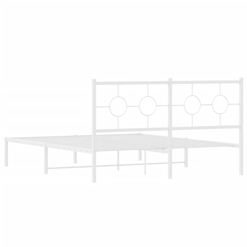 vidaXL Powder-Coated Steel King Size Bed Frame in White