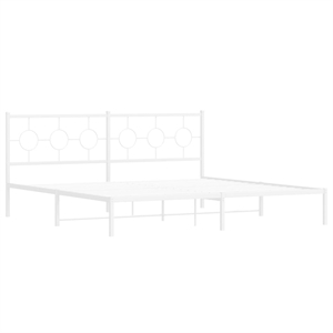 vidaXL Rectangular Powder-Coated Steel Full Bed Frame in White