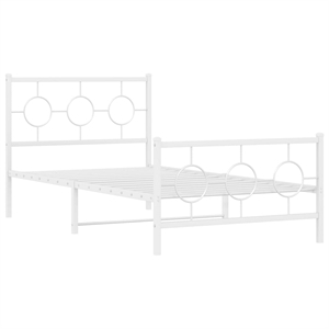 vidaXL Rectangular Industrial Steel Twin Bed Frame in White