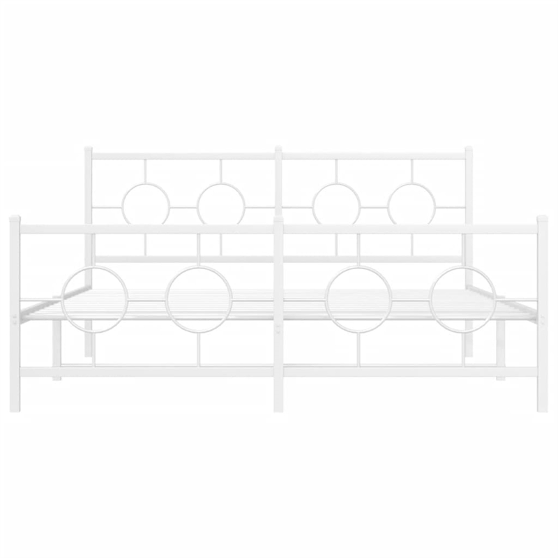 vidaXL Powder-Coated Steel King Size Bed Frame in White