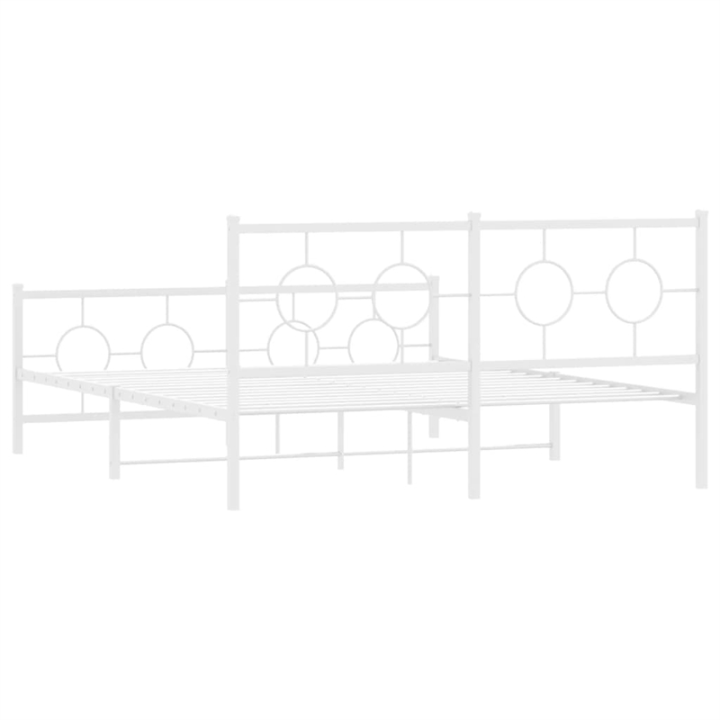 vidaXL Powder-Coated Steel King Size Bed Frame in White