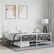 vidaXL Powder-Coated Steel King Size Bed Frame in White