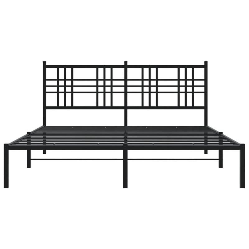 vidaXL Rectangular Powder-Coated Steel King Bed Frame in Black