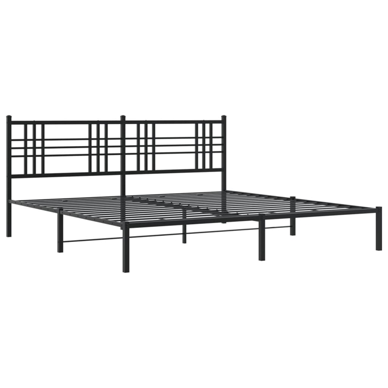 vidaXL Powder-Coated Steel King/Double Bed Frame in Black