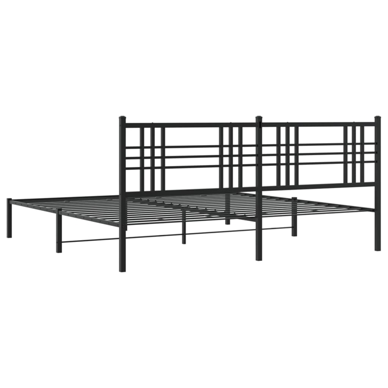 vidaXL Powder-Coated Steel King/Double Bed Frame in Black