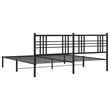 vidaXL Powder-Coated Steel King/Double Bed Frame in Black