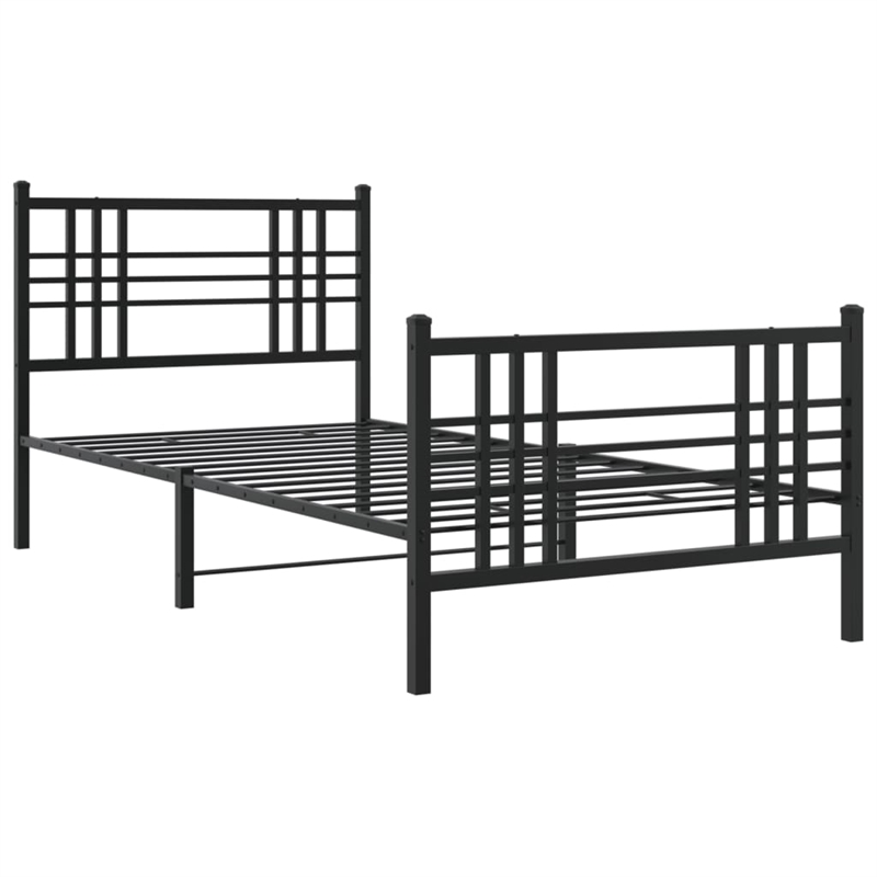 vidaXL Powder-Coated Steel Twin Bed Frame in Black