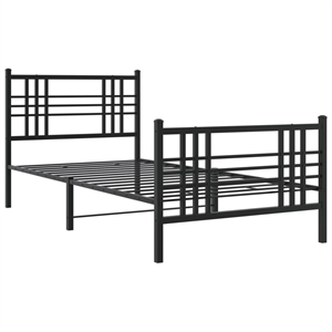 vidaXL Powder-Coated Steel Twin Bed Frame in Black
