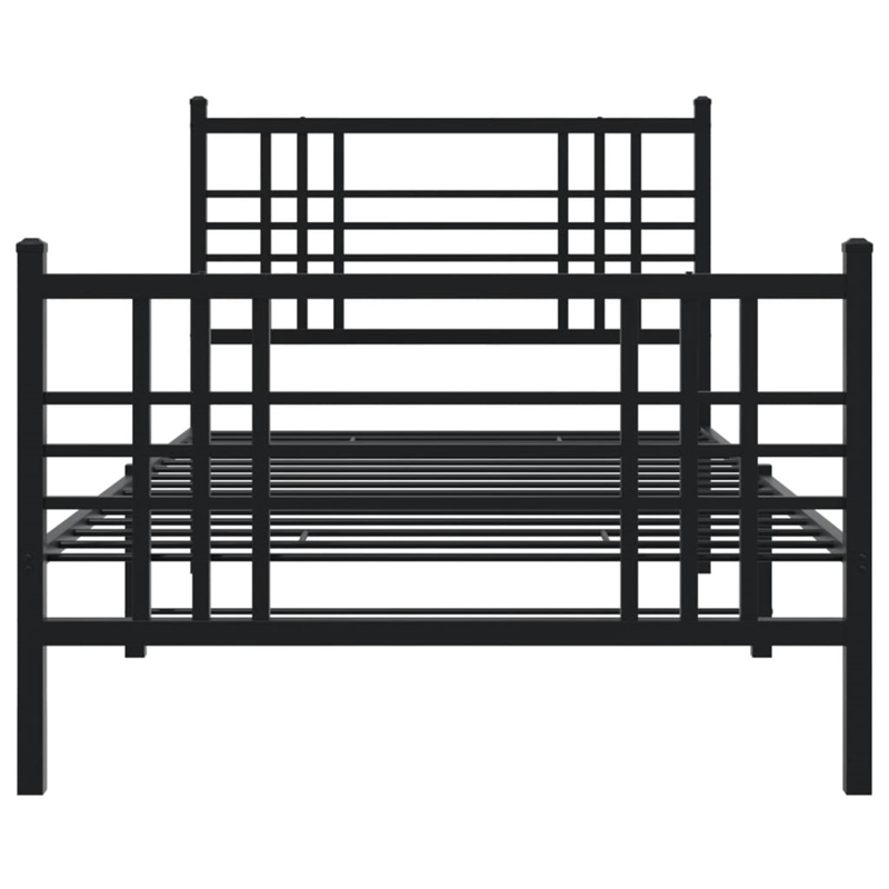 vidaXL Powder-Coated Steel Twin Bed Frame in Black