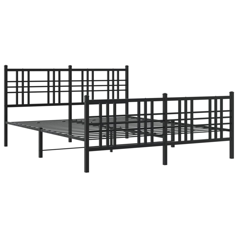 vidaXL 59 x 79 Rectangular Traditional Bed Frame in Black Steel