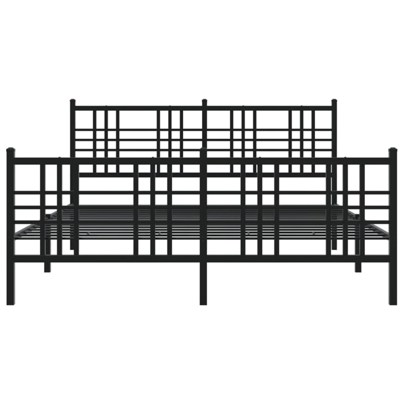 vidaXL 59 x 79 Rectangular Traditional Bed Frame in Black Steel