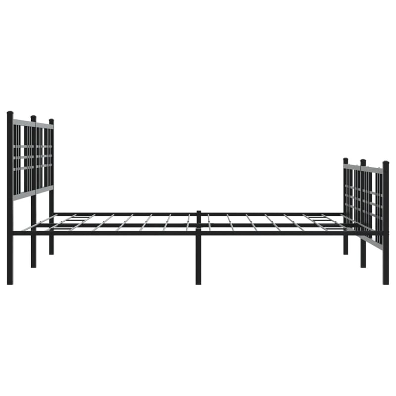 vidaXL 59 x 79 Rectangular Traditional Bed Frame in Black Steel