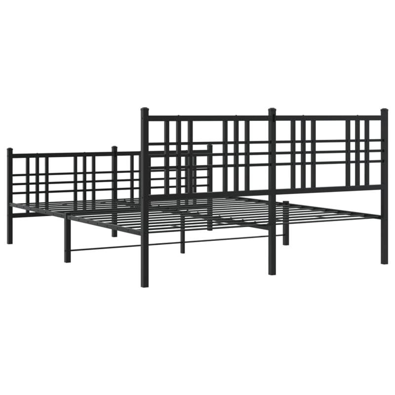 vidaXL 59 x 79 Rectangular Traditional Bed Frame in Black Steel