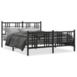 vidaXL 59 x 79 Rectangular Traditional Bed Frame in Black Steel