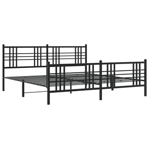 vidaXL Rectangular Modern Steel Full Bed Frame in Black