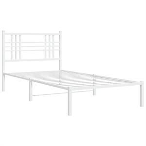 vidaXL Powder-Coated Steel Twin Bed Frame in White