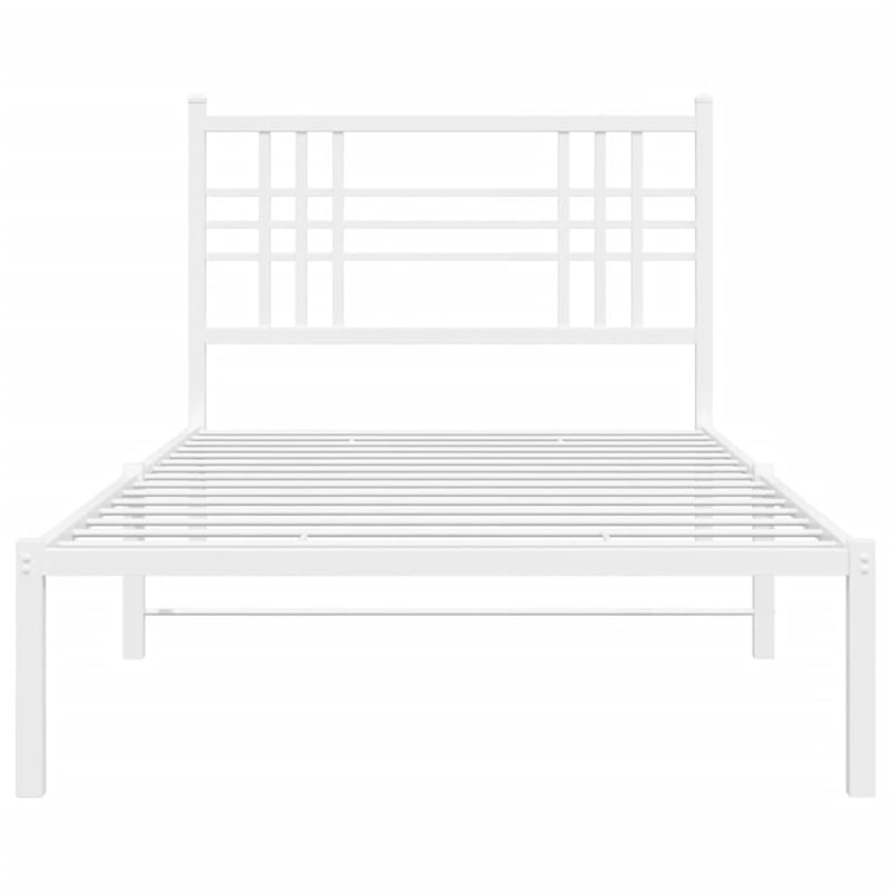vidaXL Powder-Coated Steel Twin Bed Frame in White