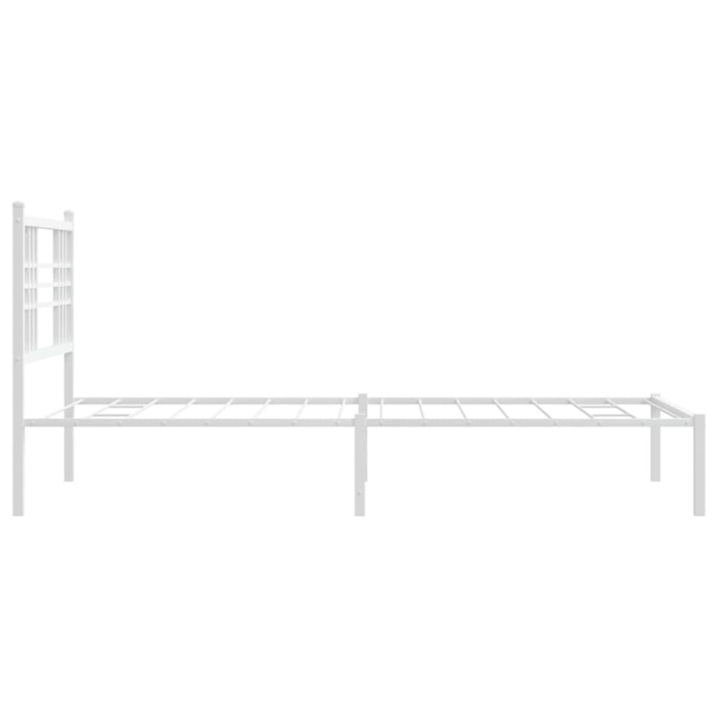 vidaXL Powder-Coated Steel Twin Bed Frame in White