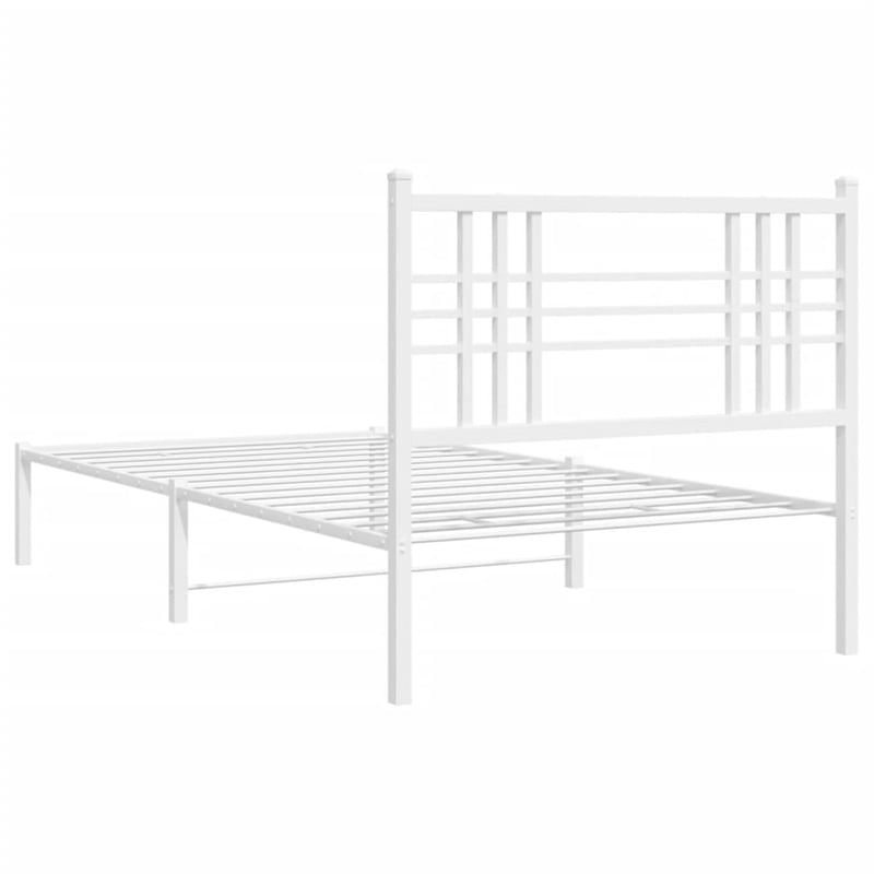 vidaXL Powder-Coated Steel Twin Bed Frame in White
