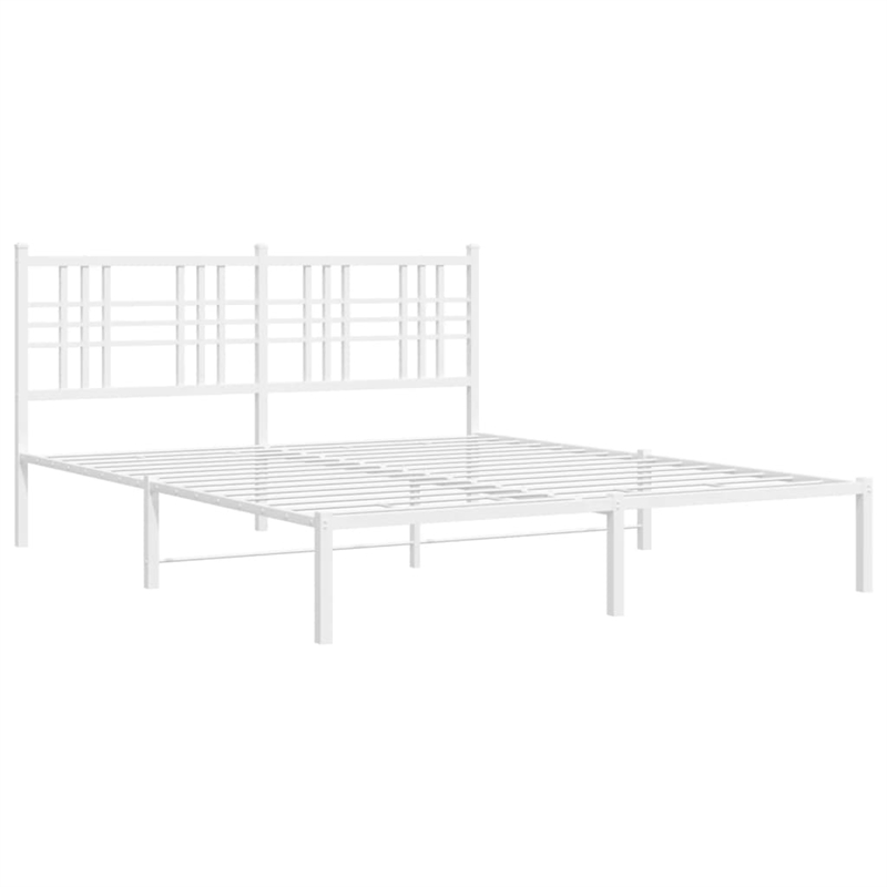 vidaXL Powder-Coated Steel King Size Bed Frame in White