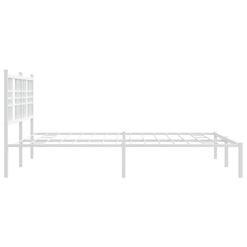 vidaXL Powder-Coated Steel King Size Bed Frame in White