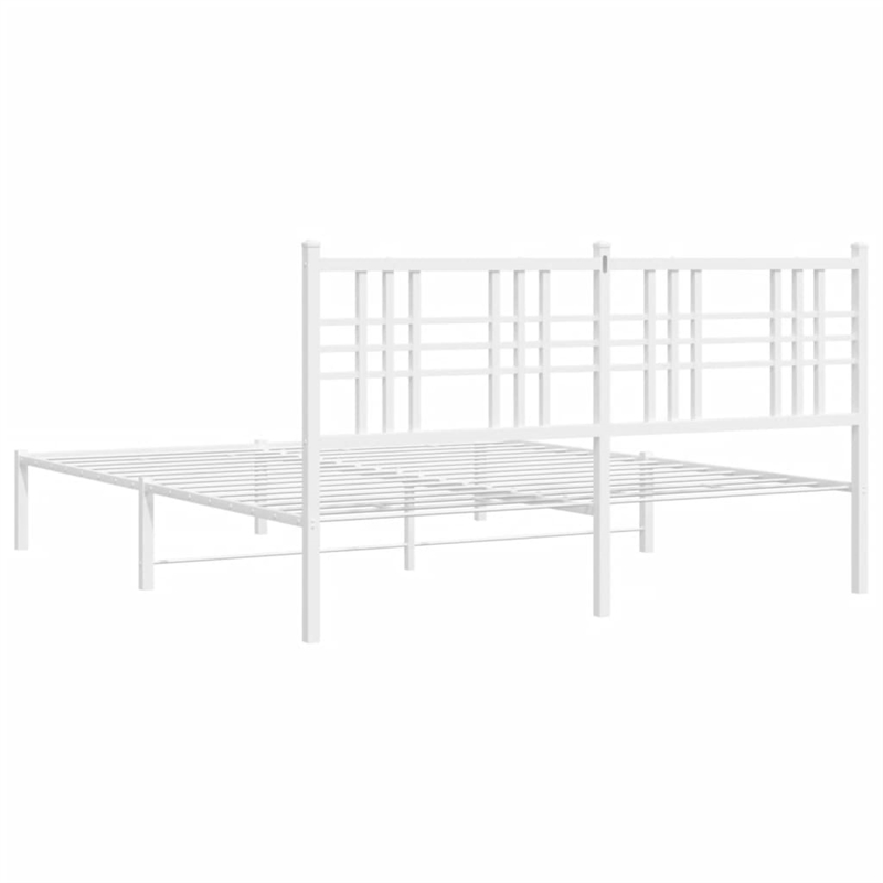 vidaXL Powder-Coated Steel King Size Bed Frame in White