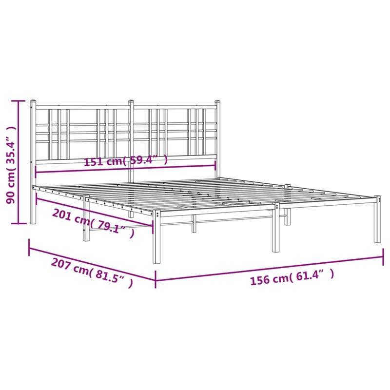 vidaXL Powder-Coated Steel King Size Bed Frame in White