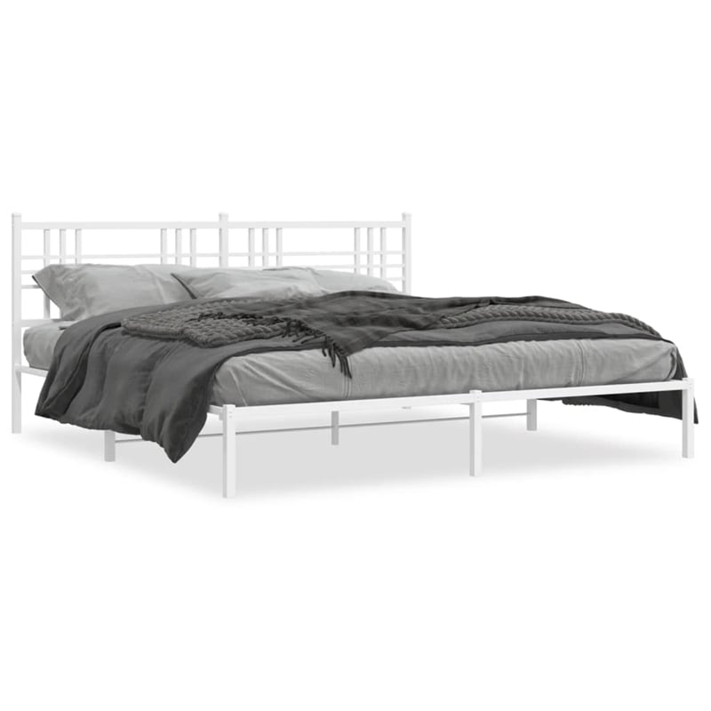 vidaXL Powder-Coated Steel King/Double Bed Frame in Black