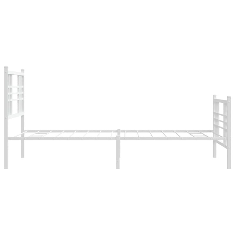 vidaXL Rectangular Steel Single Bed Frame in White
