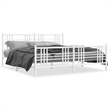 vidaXL Powder-Coated Steel King/Double Bed Frame in White
