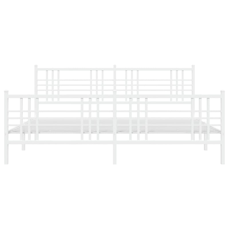 vidaXL Powder-Coated Steel King/Double Bed Frame in White