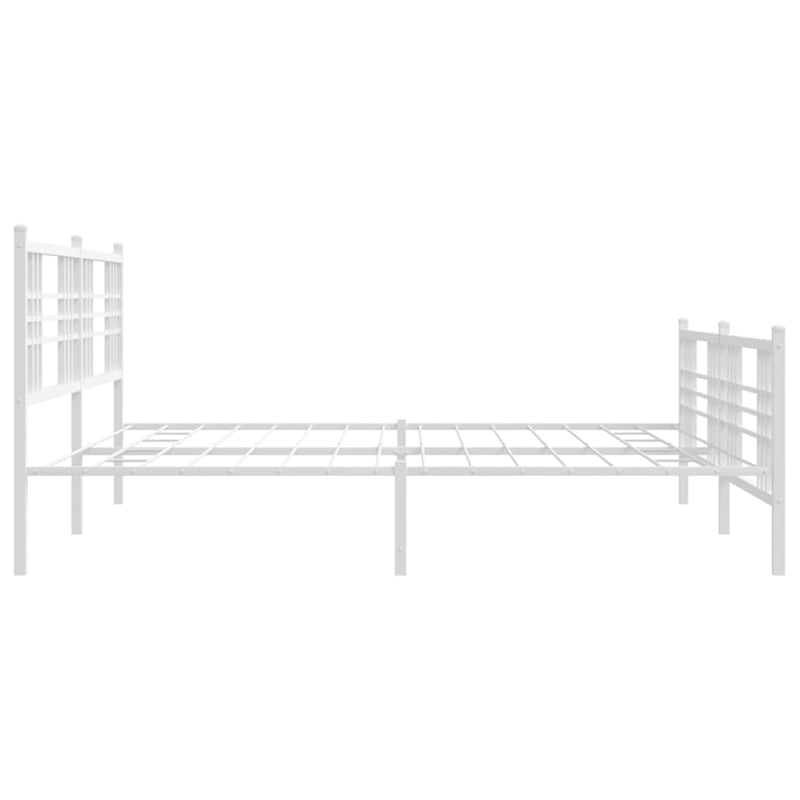 vidaXL Powder-Coated Steel King/Double Bed Frame in White
