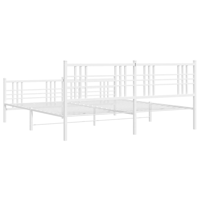 vidaXL Powder-Coated Steel King/Double Bed Frame in White