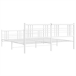 vidaXL Powder-Coated Steel King/Double Bed Frame in White