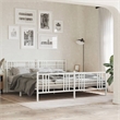 vidaXL Powder-Coated Steel King/Double Bed Frame in White